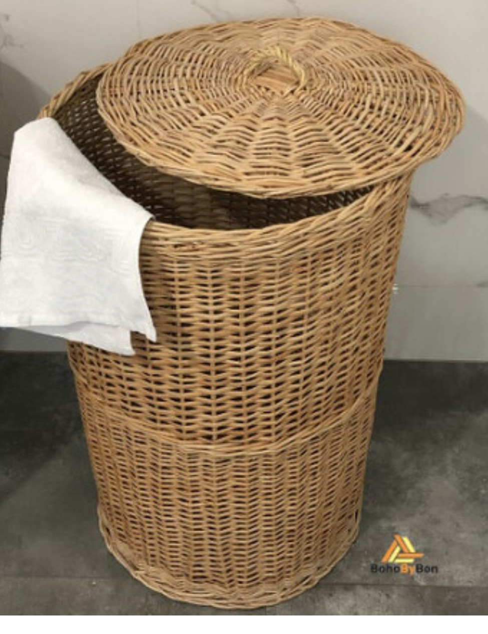 Ящик круглий плетений з кришкою, фото 1
