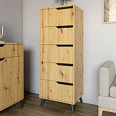 Комод високий з чорними ніжками 5 ящиків М-ЗОН Борн 500 Дуб Артизан PREMIUM