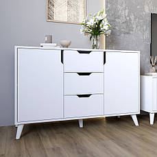 Комод у вітальню з білими ніжками М-ЗОН Борн 1200 Німфея Альба (білий) PREMIUM