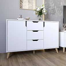 Комод у вітальню з ніжками в кольорі Горіх світлий М-ЗОН Борн 1200 Німфея Альба (білий) PREMIUM