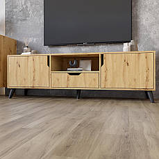 Тумба під телевізор з чорними ніжками М-ЗОН Борн 1600 Дуб Артизан PREMIUM