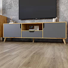 Тумба під телевізор з ніжками в кольорі Горіх світлий М-ЗОН Борн 1600 Дуб артизан/Антрацит PREMIUM