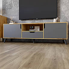 Тумба під телевізор з чорними ніжками М-ЗОН Борн 1600 Дуб артизан/Антрацит PREMIUM