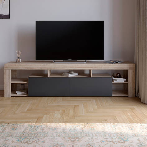 Тумба під телевізор із 5 полицями М-ЗОН Джеко 200 Сонома/Антрацит PREMIUM, фото 1