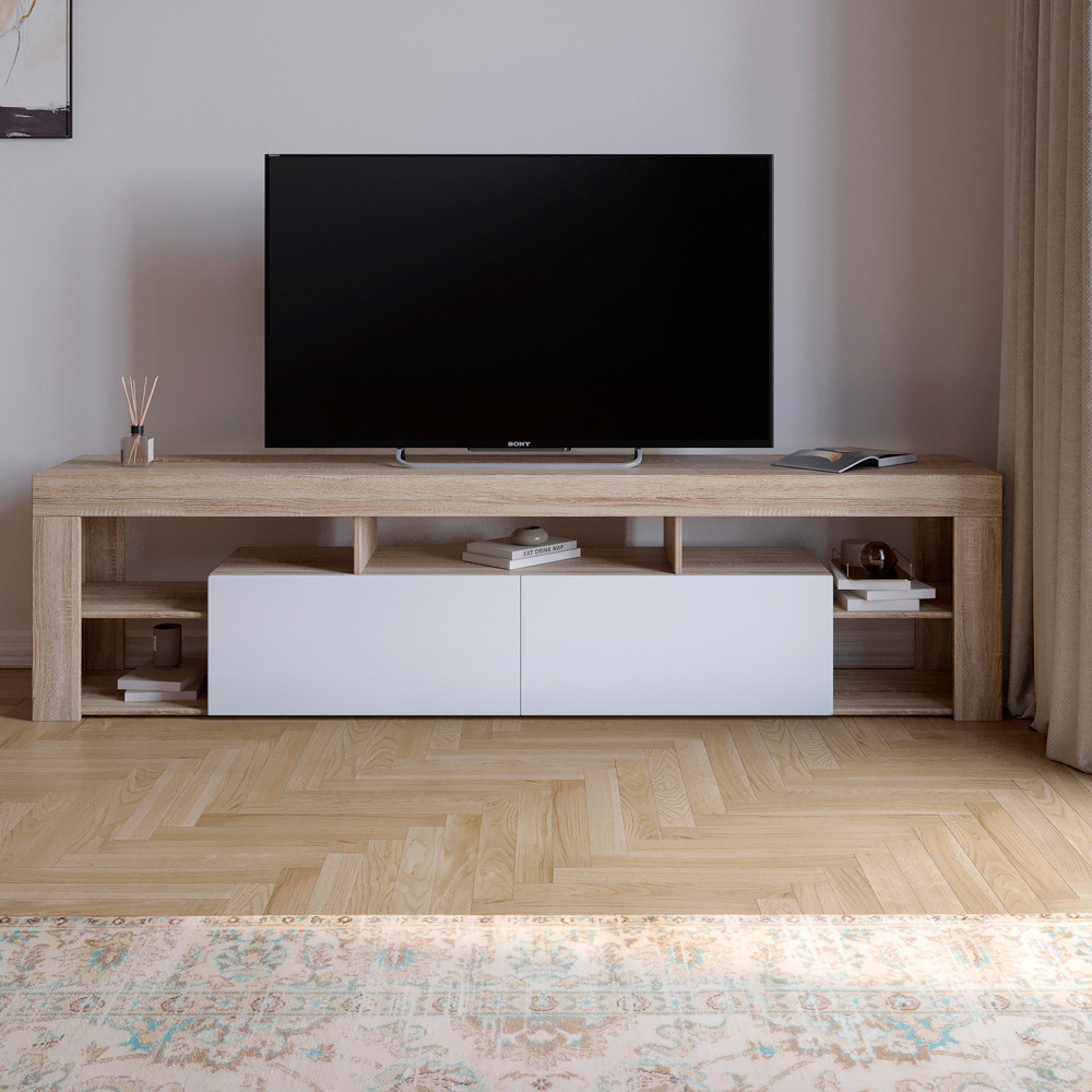 Тумба під телевізор із 5 полицями М-ЗОН Джеко 200 Сонома/Німфея Альба PREMIUM