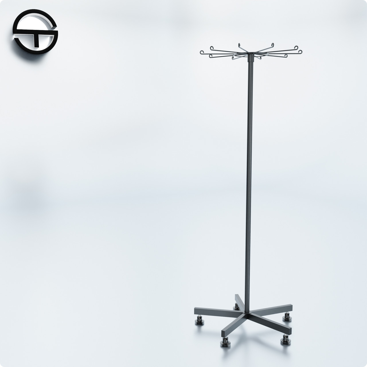 Стійка обертова TWIG-13 розбірна Н1300 D470/540. Торгова стійка – вертушка. Торгове обладнання рейл для ременів у магазин, фото 1