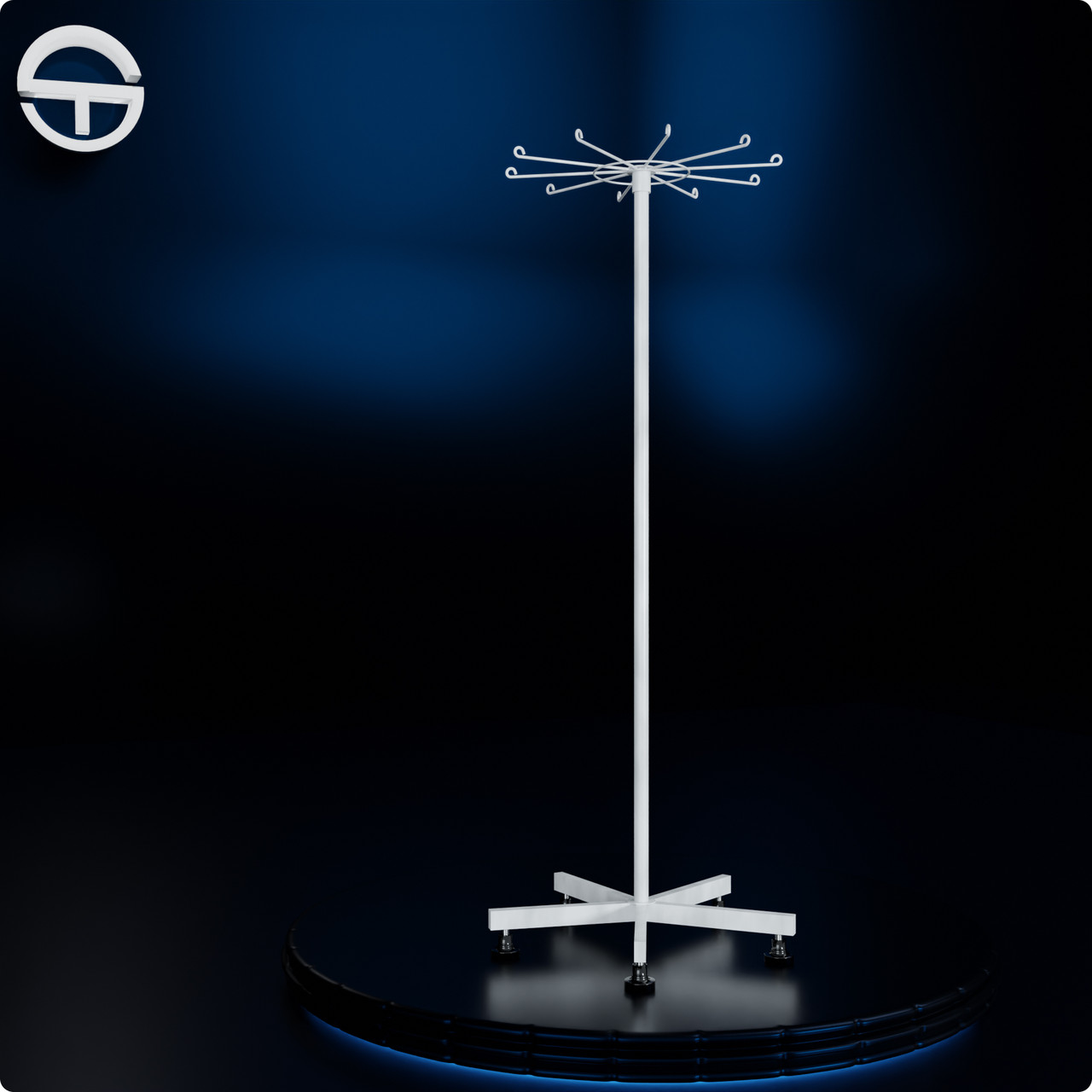 Стійка обертова TWIG-13 розбірна Н1300 D470/540. Торгова стійка – вертушка. Торгове обладнання рейл для ременів у магазин, фото 1