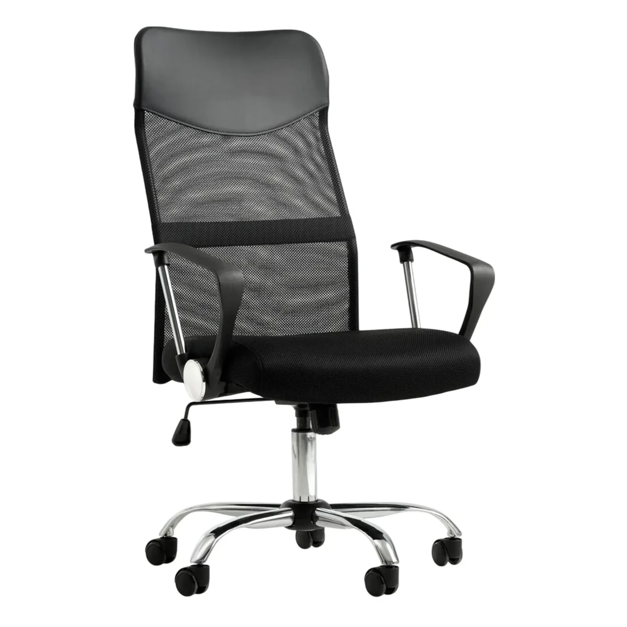 Крісло комп'ютерне 4Points Prestige стілець офісний з екошкіри сітки тканини хромована основа для роботи офісу дому Чорний, фото 1