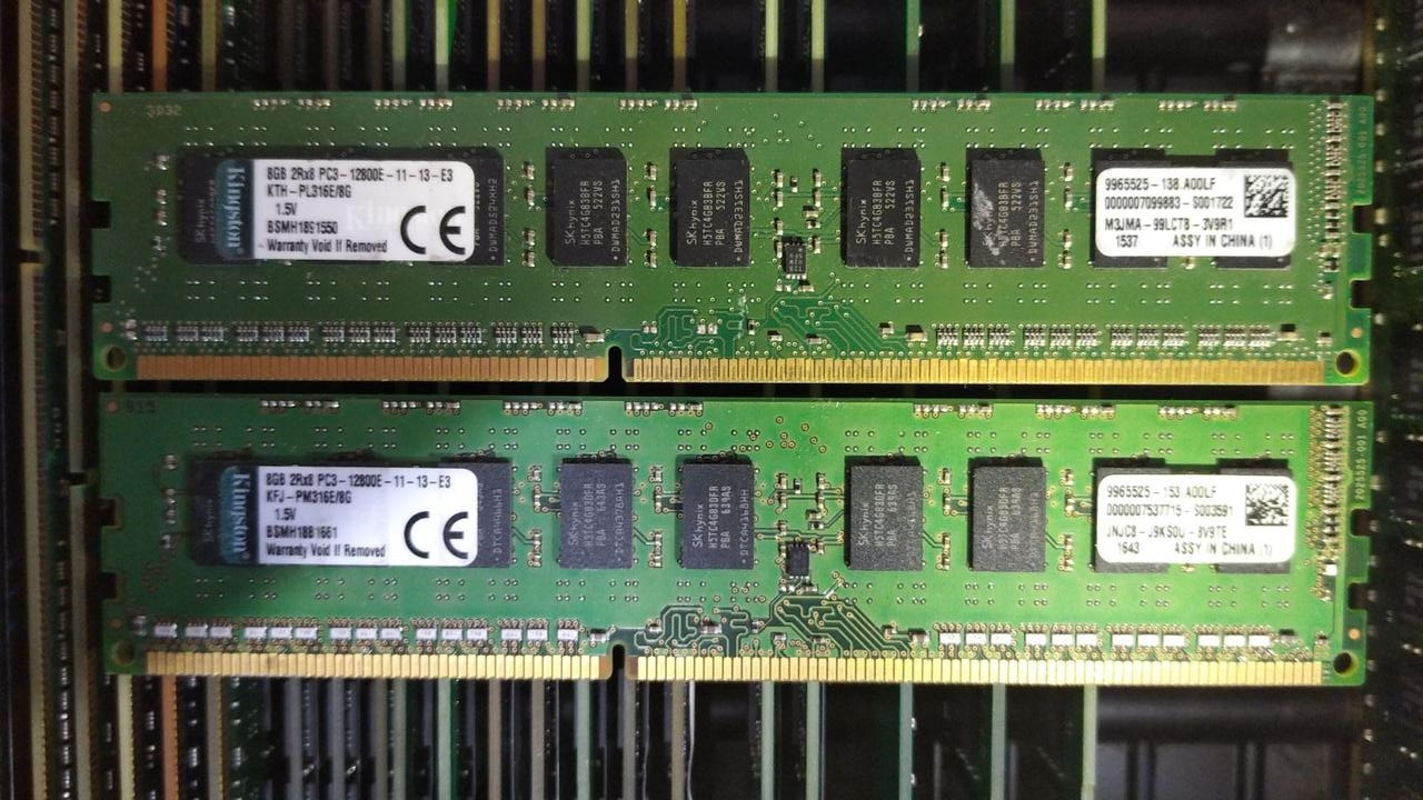 16Gb (2x8GB) DDR3 1600MHz Kingston PC3 12800E Unbuffered DIMM CL11 2RX8 1.5V RAM ECC Оперативна пам'ять KFJ-PM316E/8G, фото 1