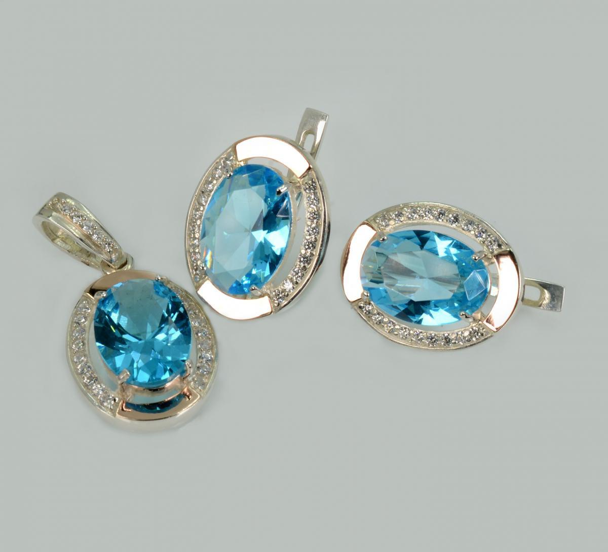 Срібний набір сережки і підвіс, фото 1