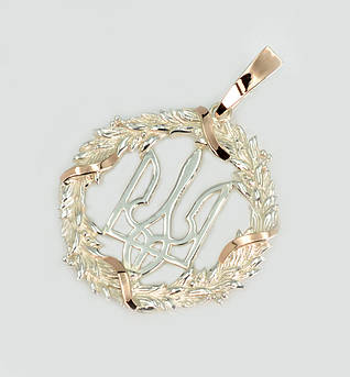 Срібна підвіска "Герб України" з золотими вставками