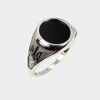 Чоловічий срібний перстень з Гербом України