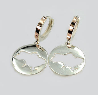 Срібні сережки з мапою України