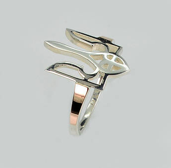 Срібне кільце з золотими пластинами в виді Герба