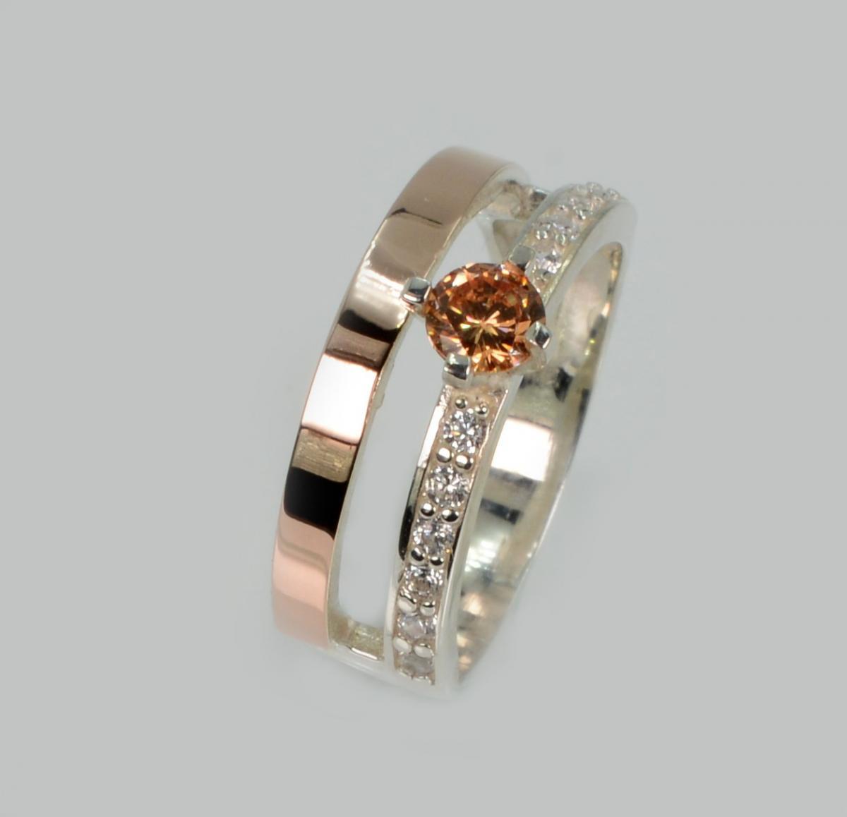 Срібна каблучка з накладками з золота, фото 1