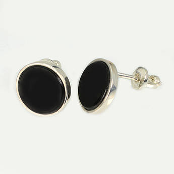 Срібні сережки з оніксом