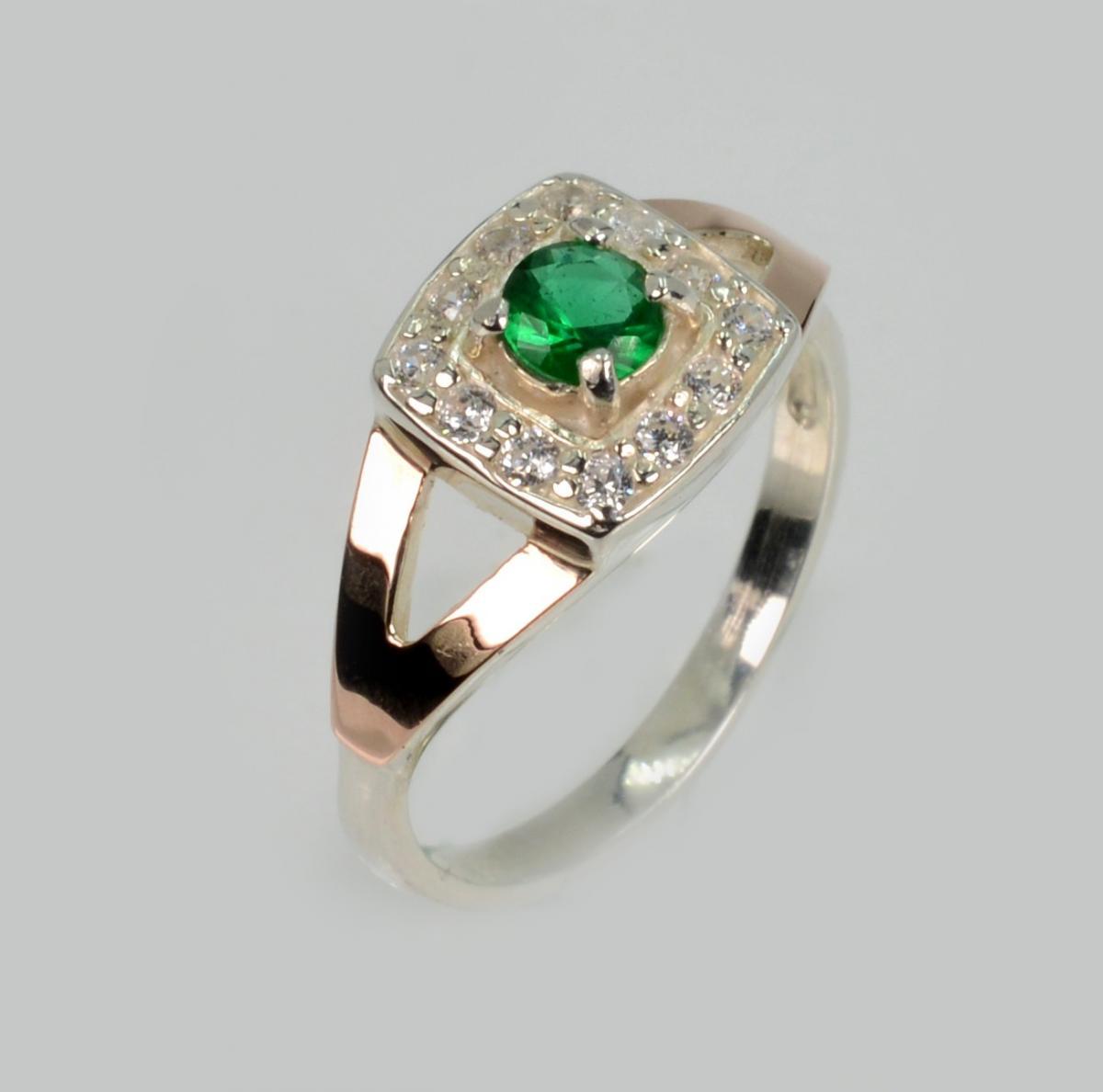 Срібна каблучка зі вставками з золота, фото 1