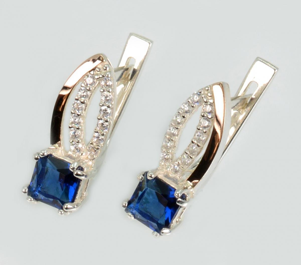 Срібні сережки з золотими вставками, фото 1