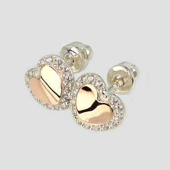 Сережки-вкрутки срібні з золотими пластинами