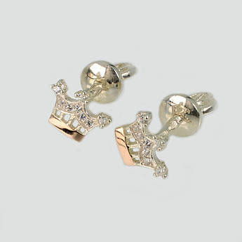 Срібні пусети з золотими вставками