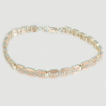 Срібний браслет з золотими пластинами