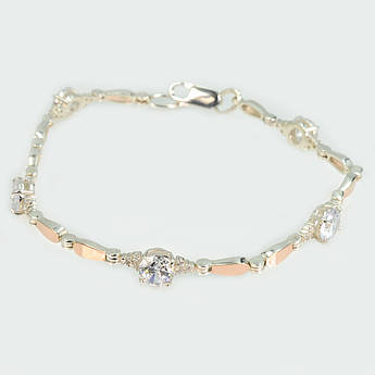 Срібний браслет з золотими пластинами