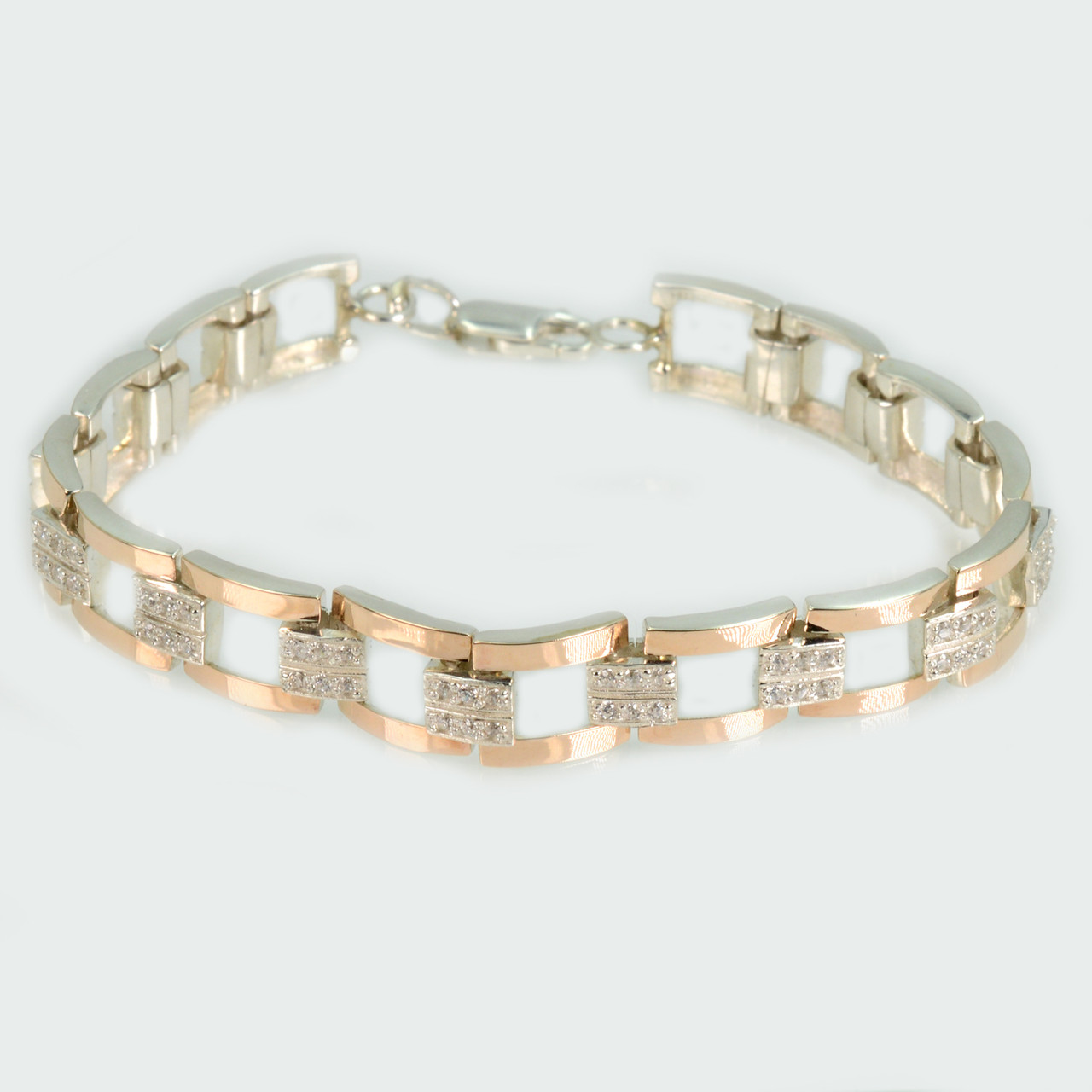 Срібний браслет з золотими пластинами, фото 1