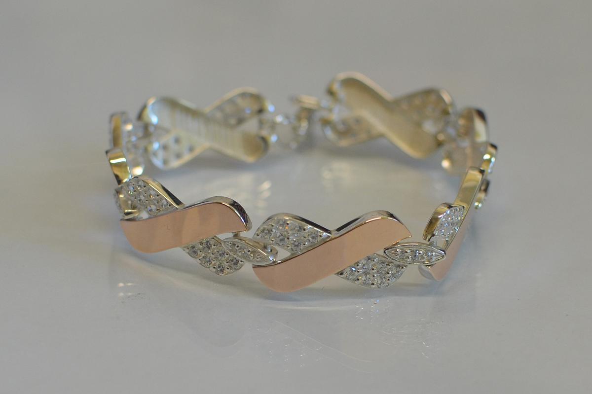 Срібний браслет з накладками з золота, фото 1