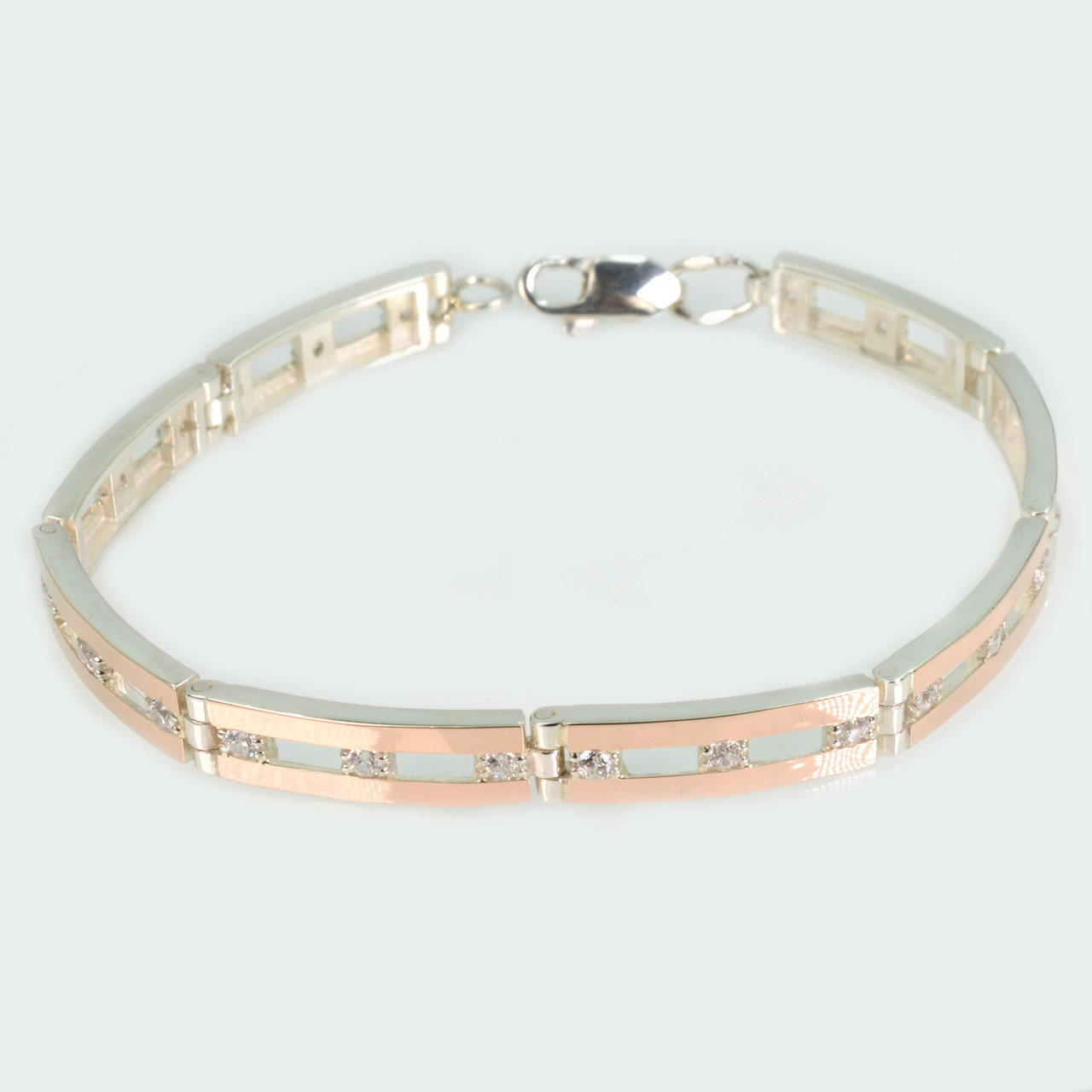 Срібний браслет з золотими вставками, фото 1