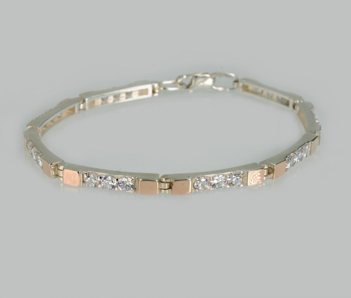 Срібний браслет зі вставками з золота, фото 1