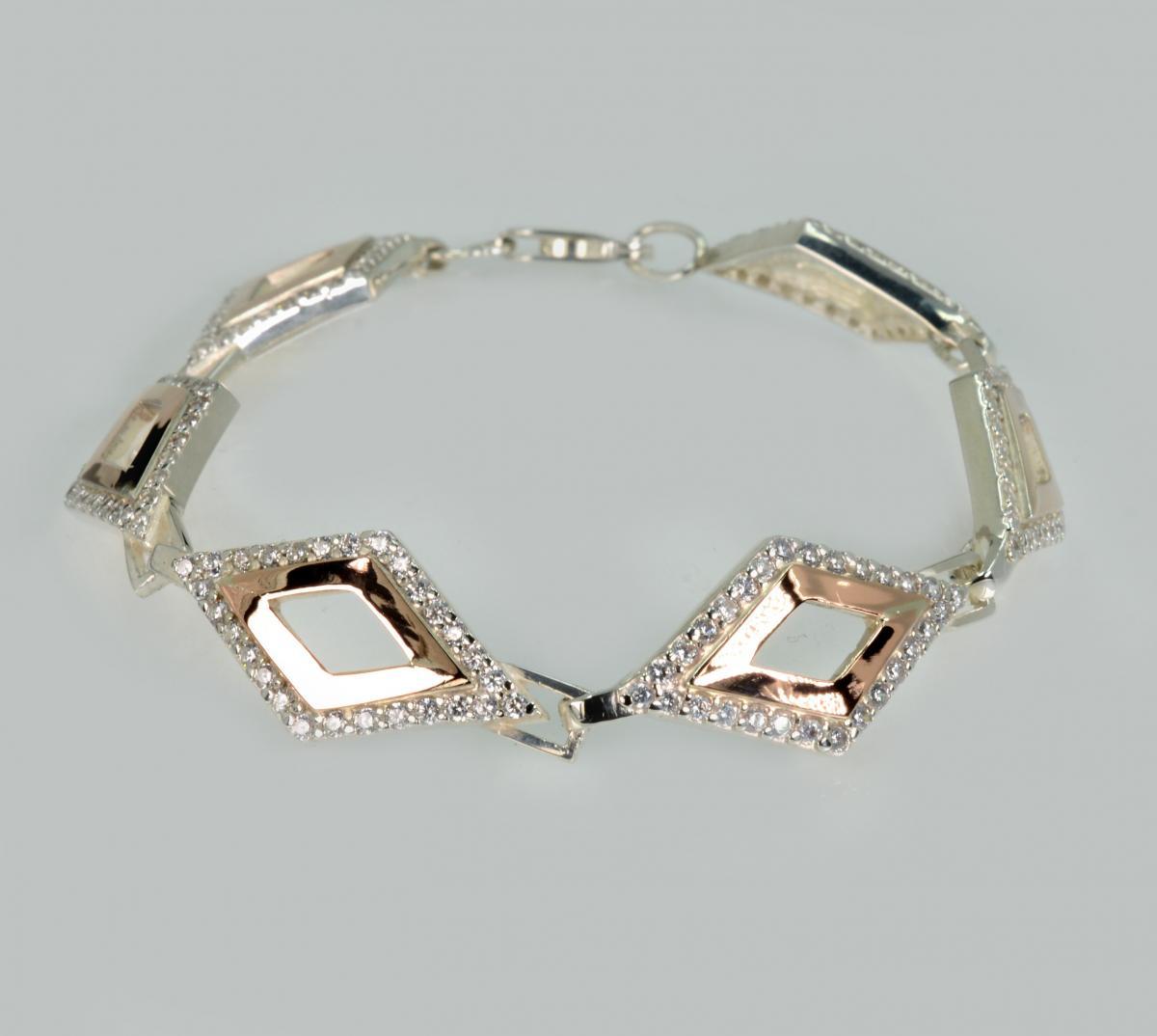 Срібний браслет з напайками із золота, фото 1