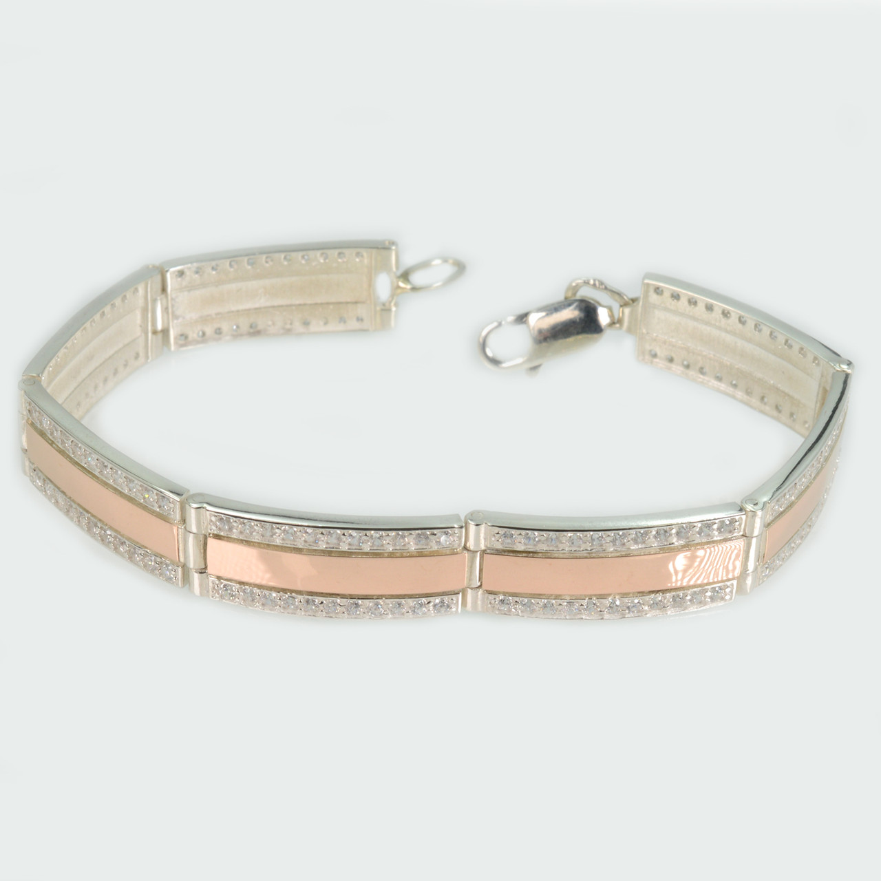 Срібний браслет з пластинами із золота, фото 1