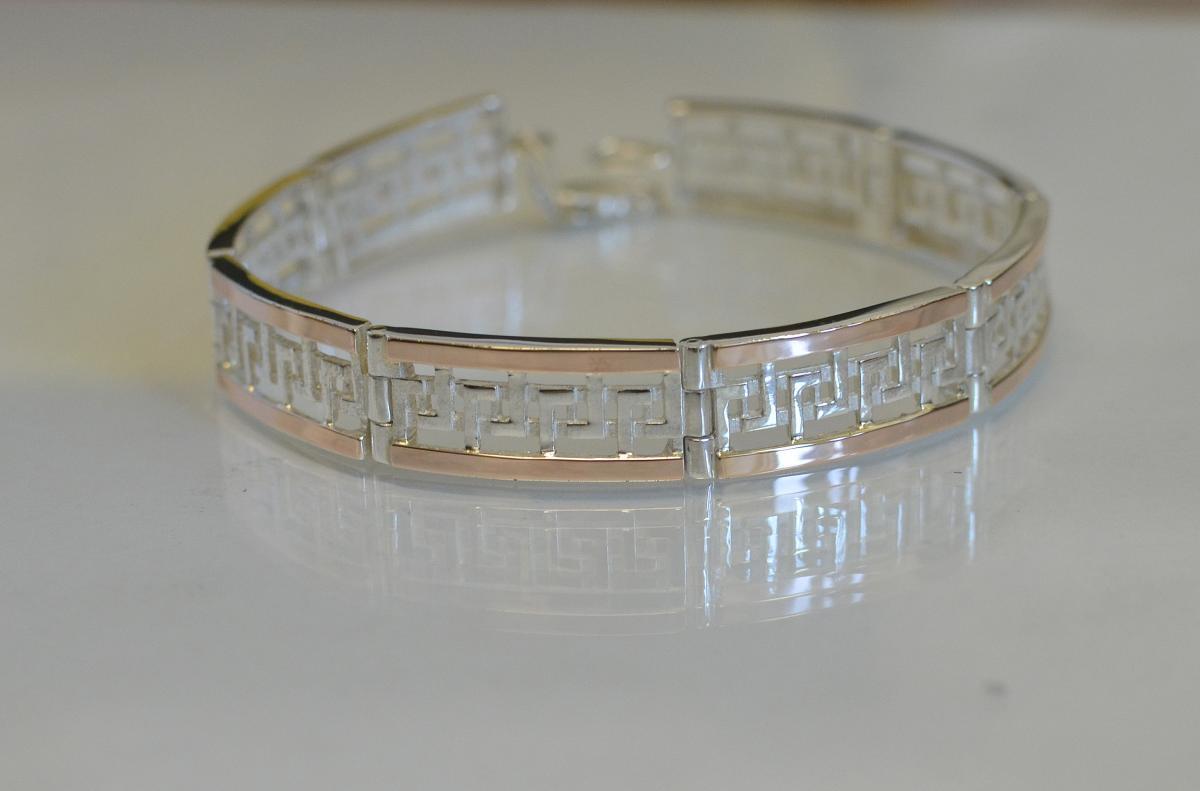 Срібний браслет з пластинами із золота, фото 1