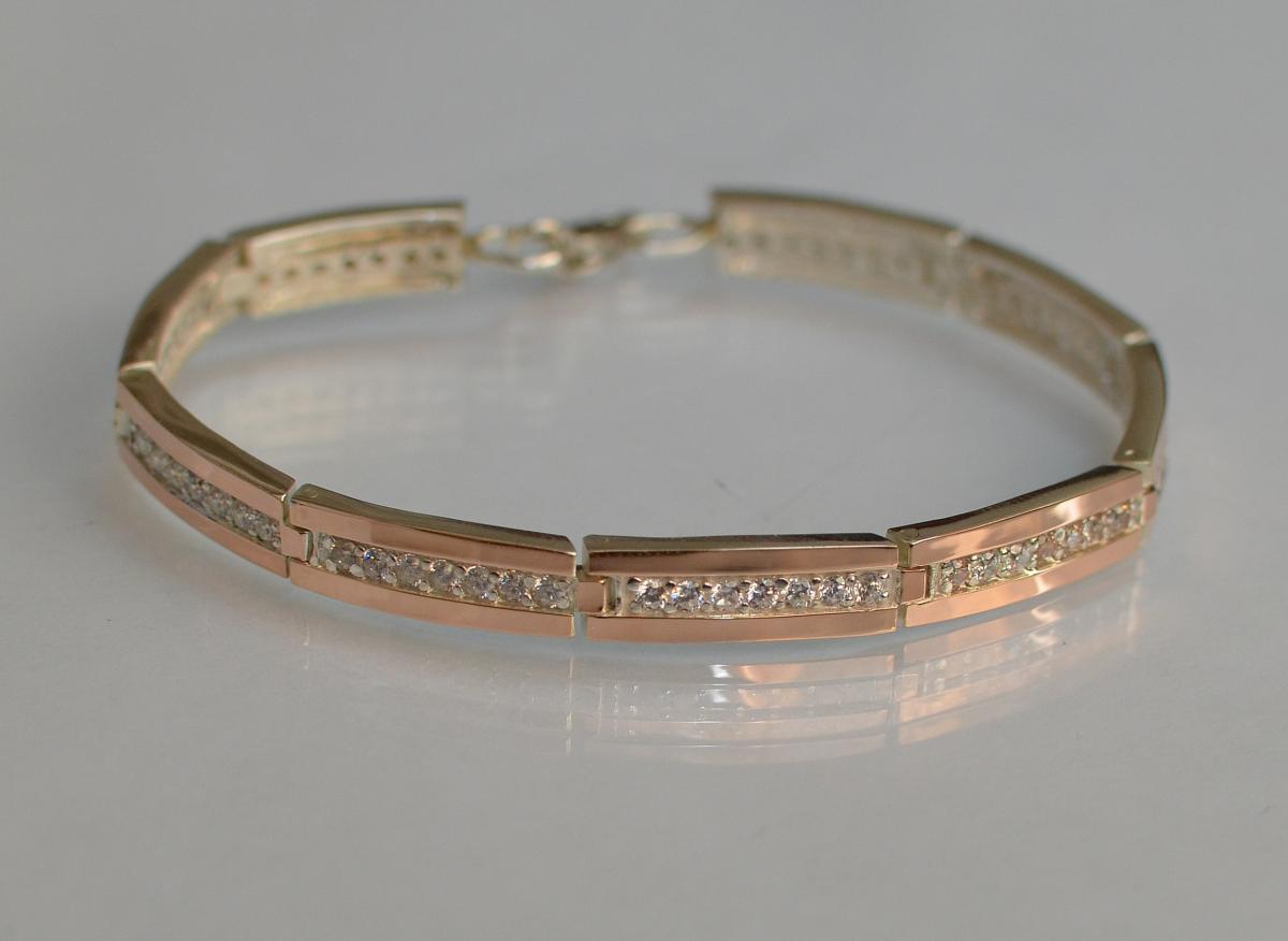 Срібний браслет з золотими напайками, фото 1