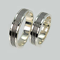 Пара серебряных обручек с пластинами золота