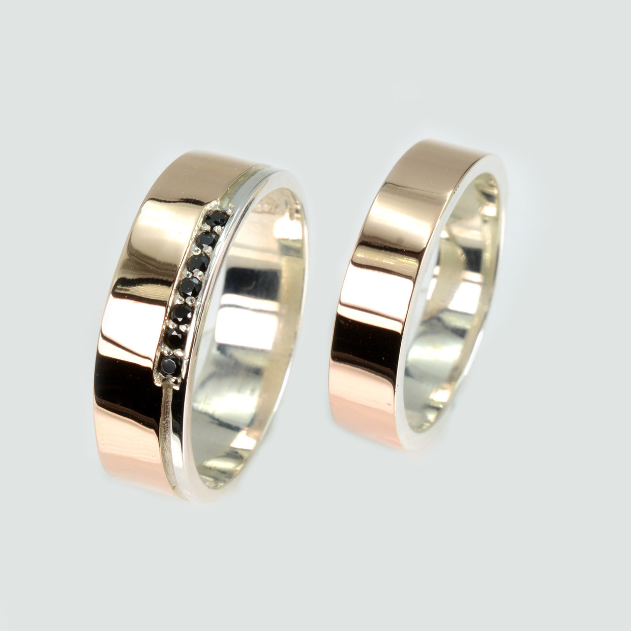 Пара срібних обручок з золотом, фото 1