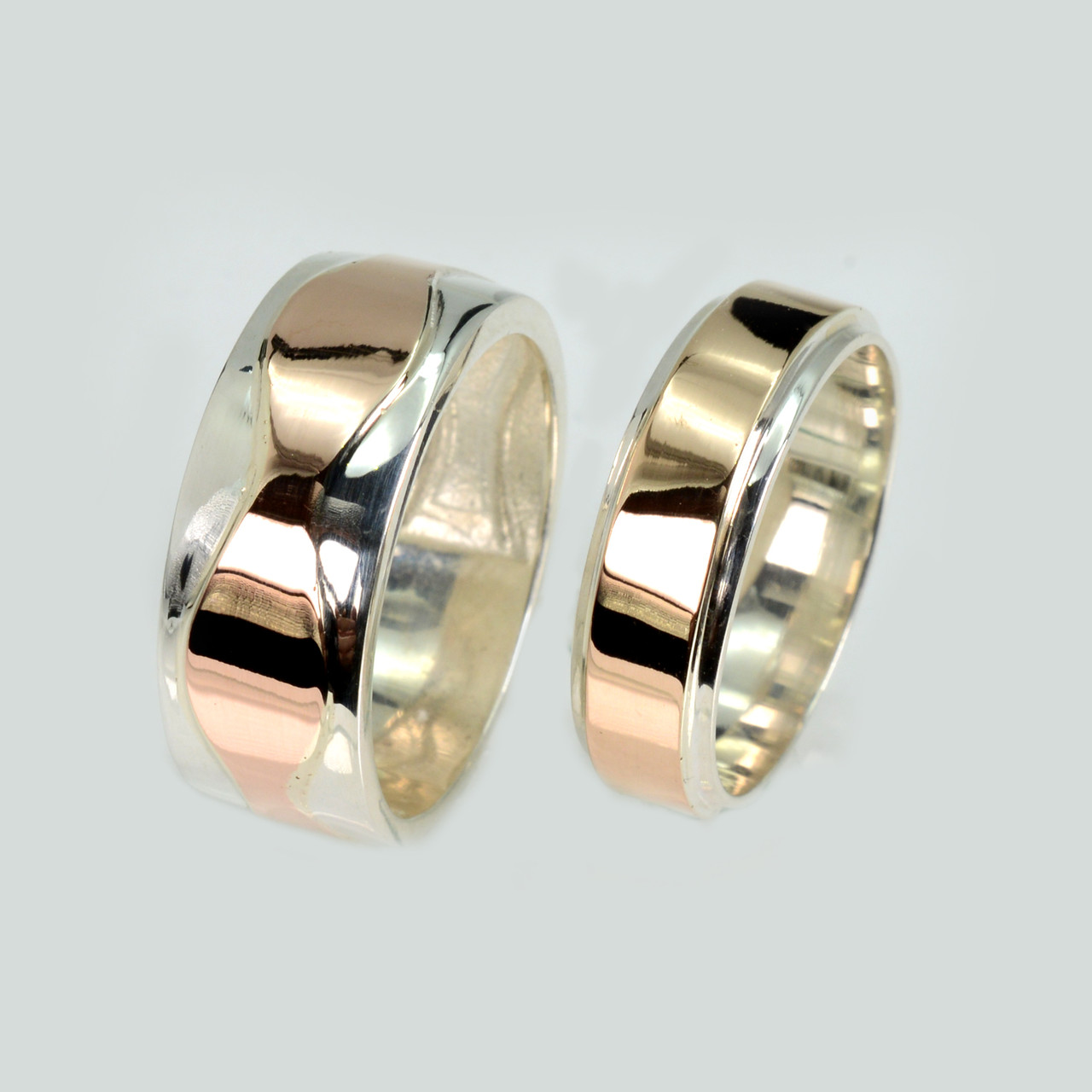 Пара срібних обручок з золотом, фото 1
