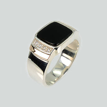Срібна чоловіча каблучка з онікосм