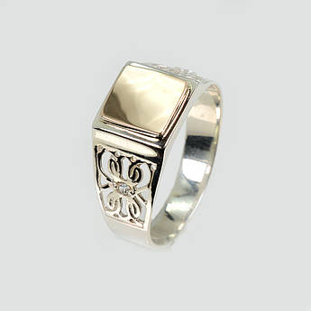 Срібний перстень  з золотими накладками