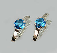 Срібні сережки зі вставками з золота