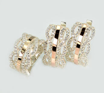 Срібний набір з золотими пластинами