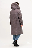 Жіночий пуховик-пальто великих розмірів з хутром песця Li-10, фото 4