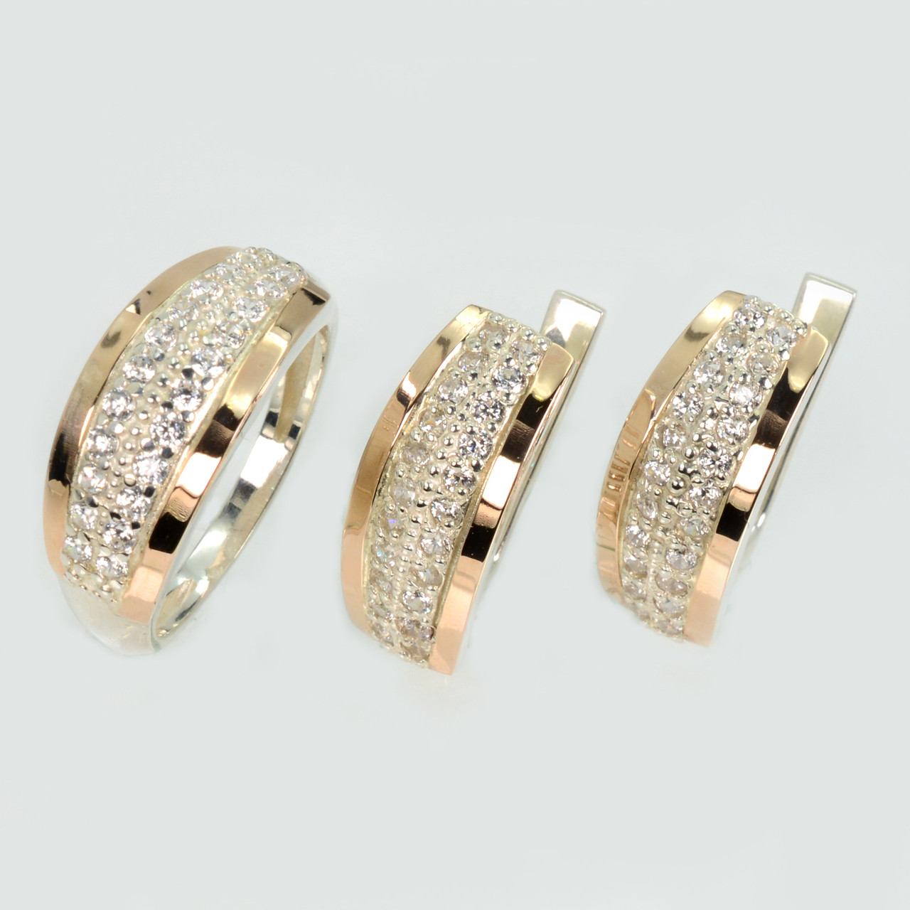 Срібний набір з золотими пластинами, фото 1