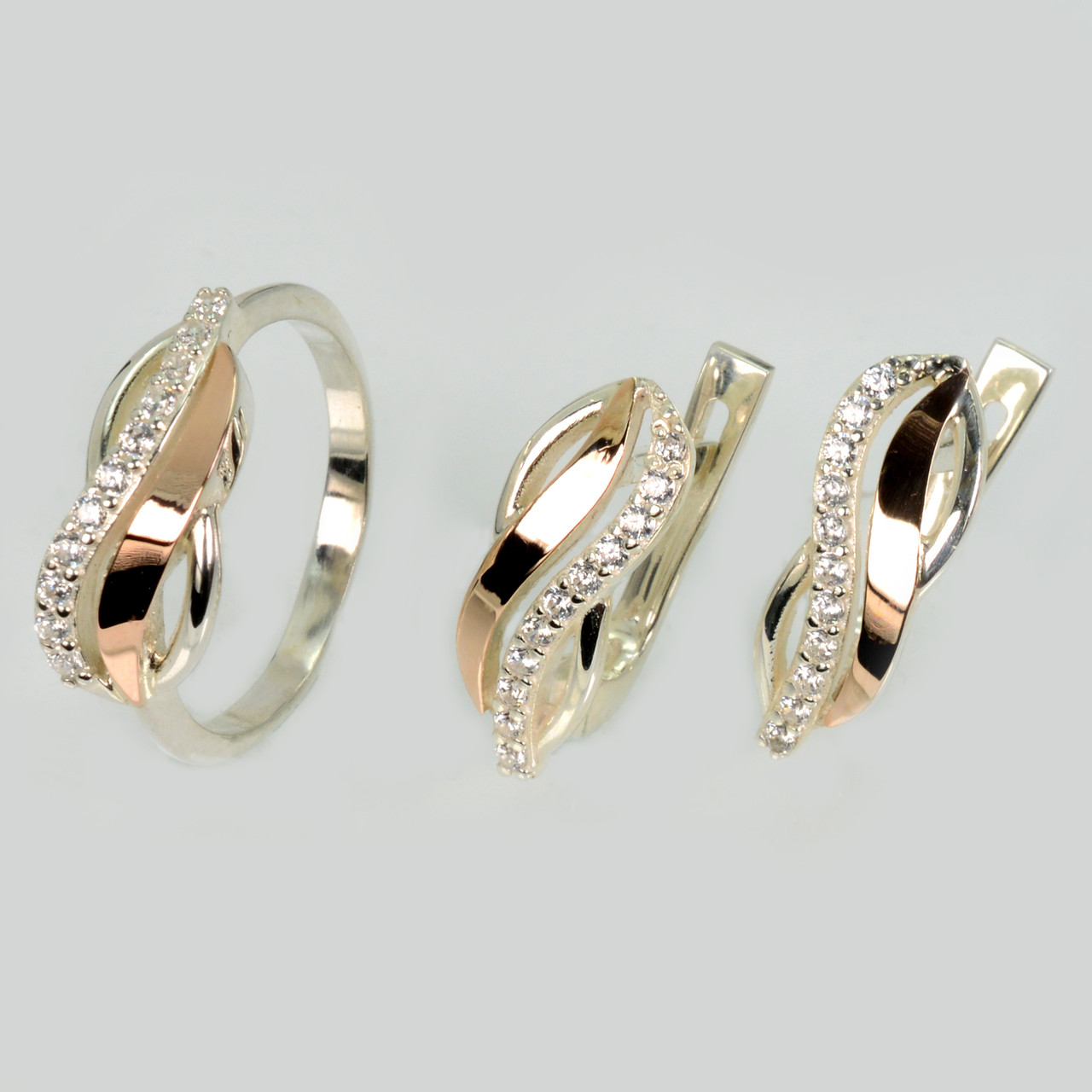 Срібний набір з золотими пластинами, фото 1