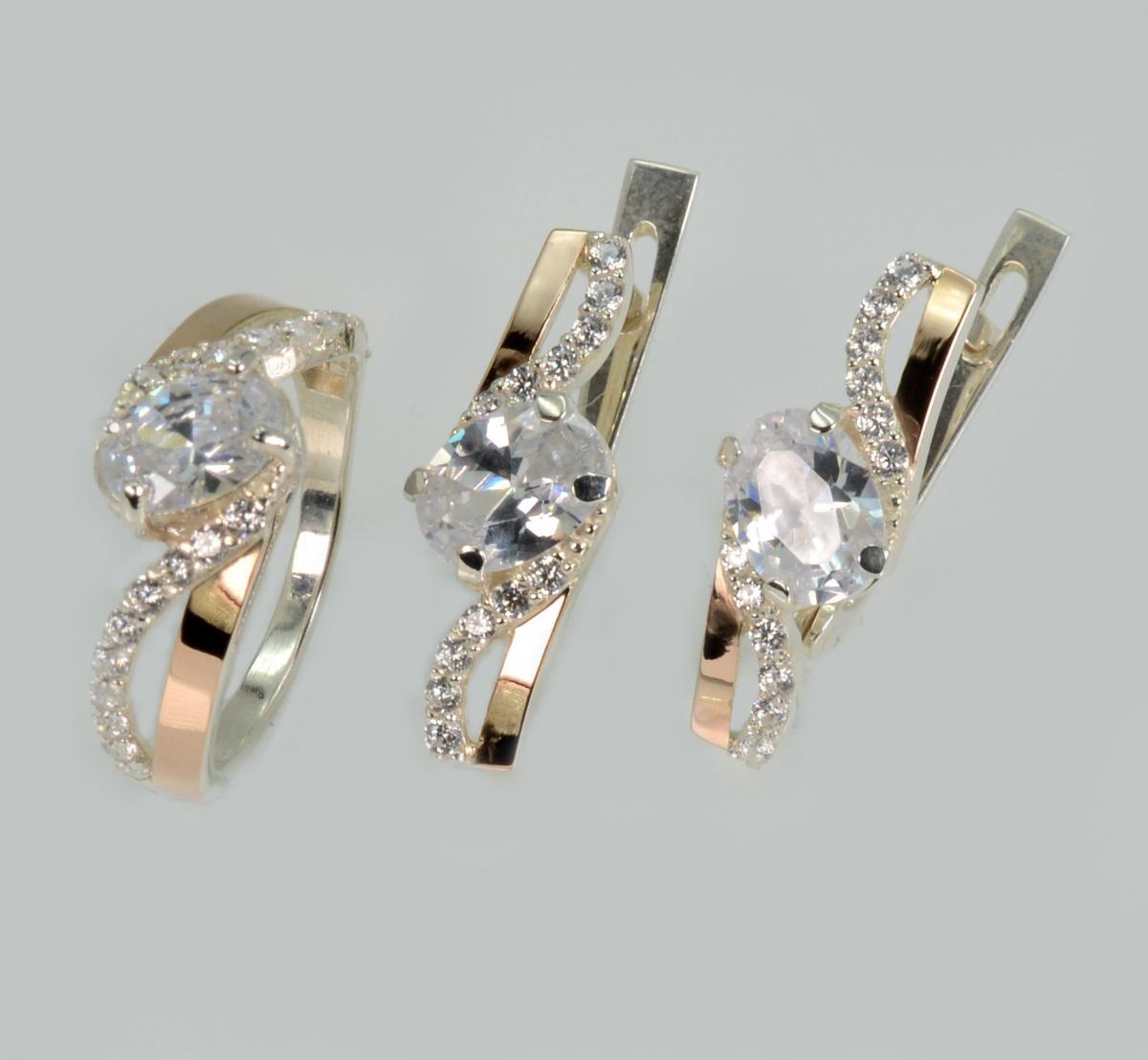 Срібний набір з золотими пластинами, фото 1