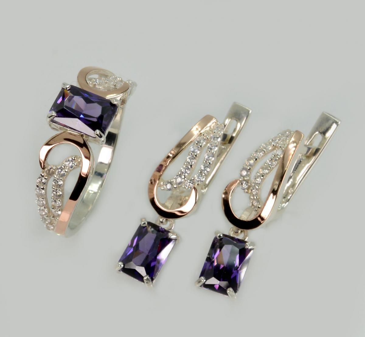 Срібний набір з золотими пластинами, фото 1