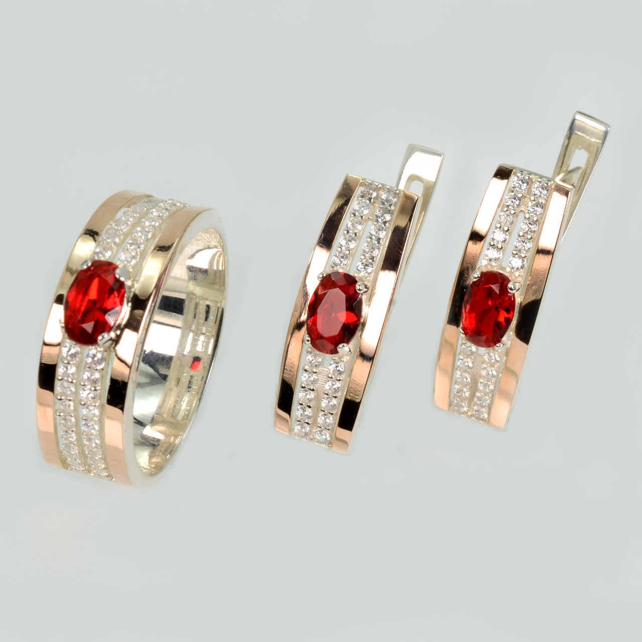 Срібний набір з золотими пластинами, фото 1