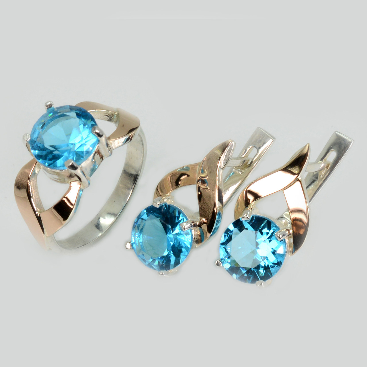 Срібний набір з золотими пластинами, фото 1