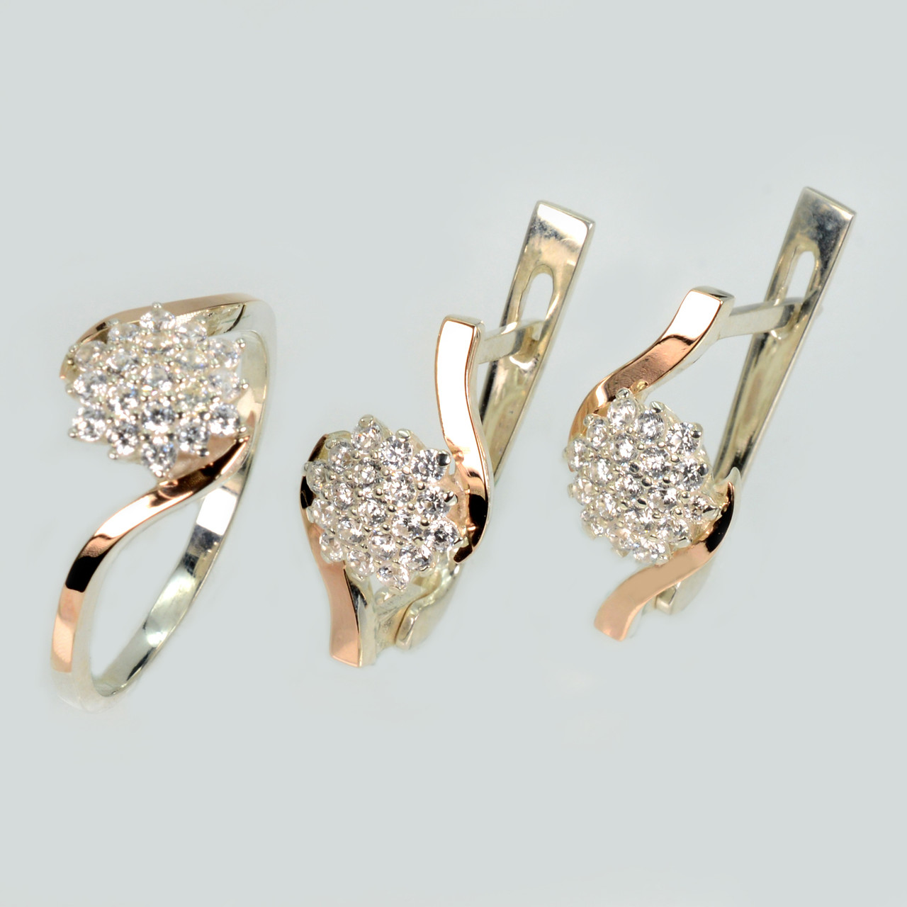 Срібний набір з золотими пластинами, фото 1