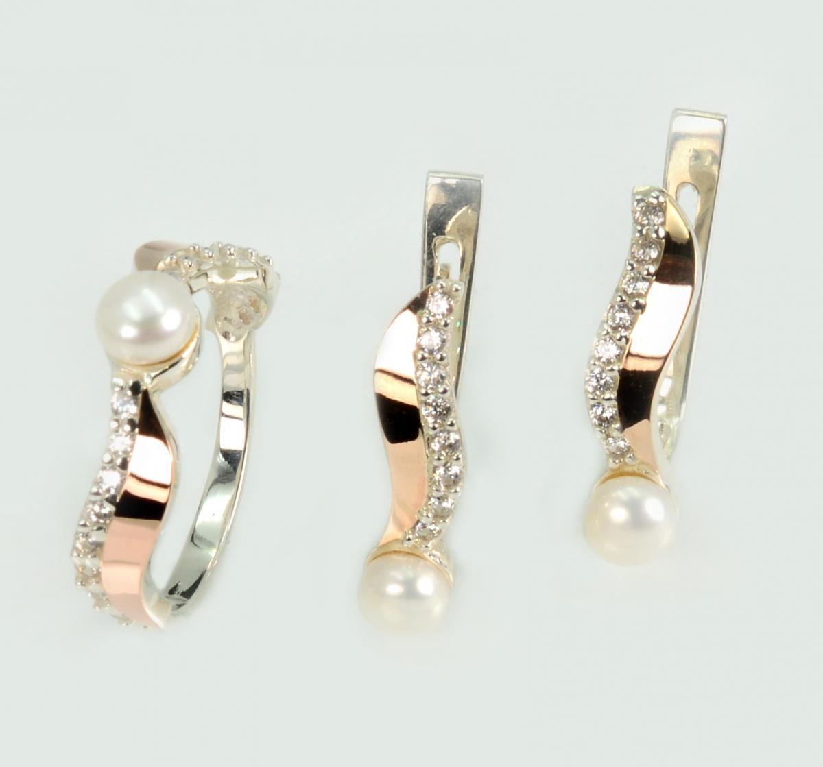 Срібний набір з золотими пластинами, фото 1